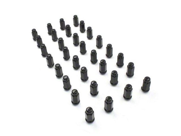 Black XL Bulge Acorn Lug Nut Kit; 14mm x 1.5; Set of 32 - S2500