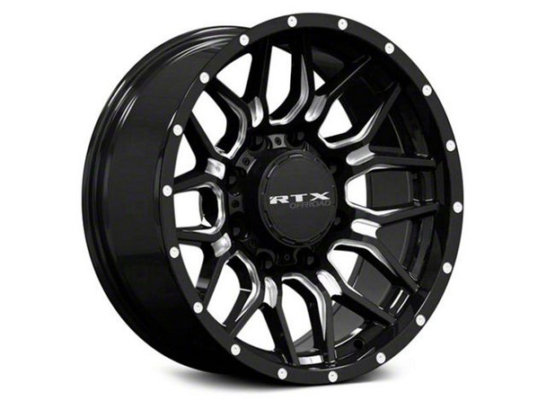 RTX Offroad Wheels Claw Gloss Black Milled with Rivets 8-Lug Wheel; 20x10; -18mm Offset - S2500