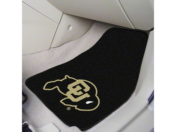 Carpet Front Floor Mats with University of Colorado Logo; Black - S2500