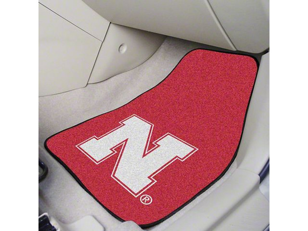 Carpet Front Floor Mats with University of Nebraska Logo; Red - S2500