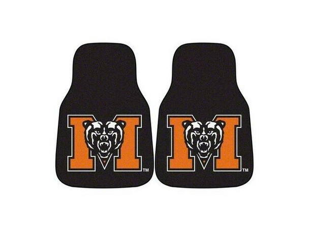 Carpet Front Floor Mats with Mercer University Logo; Black - S2500