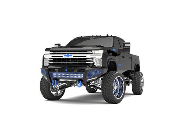 Road Armor iDentity Hyve Mesh Front Bumper with Shackles, Double Cube Light Pods; Raw Steel - S2500