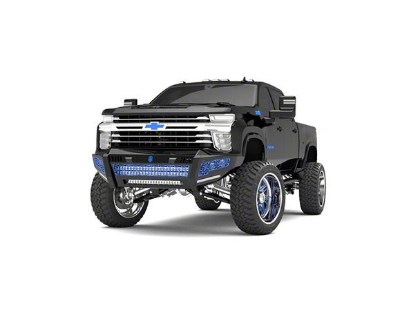 Road Armor iDentity iD Mesh Front Bumper with Double Cube Light Pods; Raw Steel - S2500