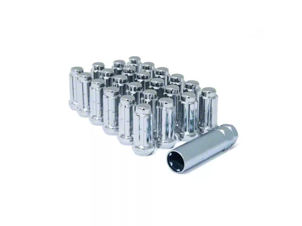 Chrome Close End Spline Lug Nuts; M14 x 1.5; Set of 24 - GMCS1500