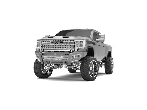 Road Armor iDentity Hyve Mesh Front Bumper with Shackles, Double Cube Light Pods; Raw Steel - GMCS2500