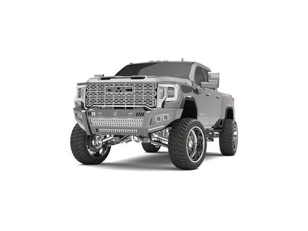 Road Armor iDentity Hyve Mesh Front Bumper with Double Cube Light Pods; Raw Steel - GMCS2500