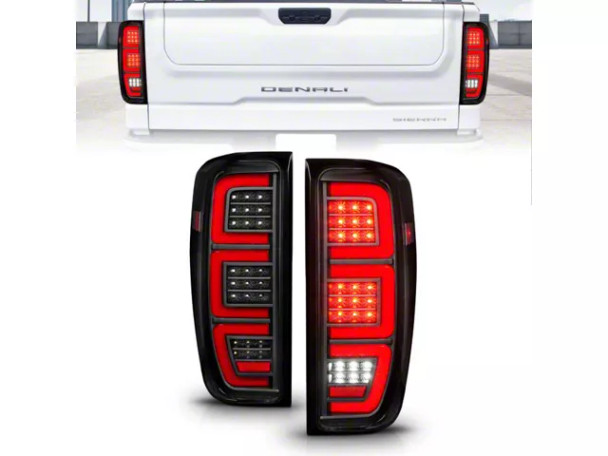 Full LED Tail Lights with Sequential Turn Signal; Black Housing; Clear Lens - GMCS2500