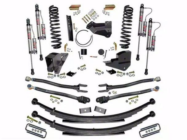 SkyJacker 4-Inch 4-Link Suspension Lift Kit with Rear Leaf Springs and ADX 2.0 Remote Reservoir Monotube Shocks (23-25 4WD 6.8L, 7.3L F-250 Super Duty w/o 4-Inch Axles, Factory LED Headlights, Onboard Scales) - F250
