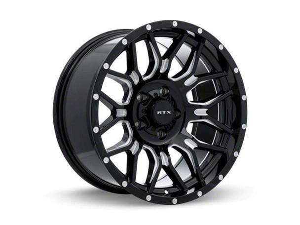 RTX Offroad Wheels Claw Gloss Black Milled with Rivets 8-Lug Wheel; 20x10; -18mm Offset - 1343F250