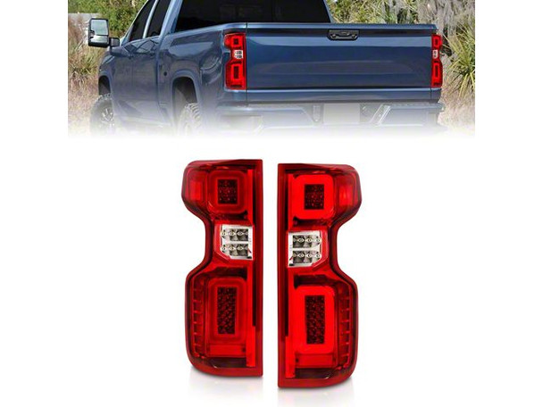 Full LED Tail Lights with Sequential Turn Signal; Chrome Housing; Red/Clear Lens - S3500