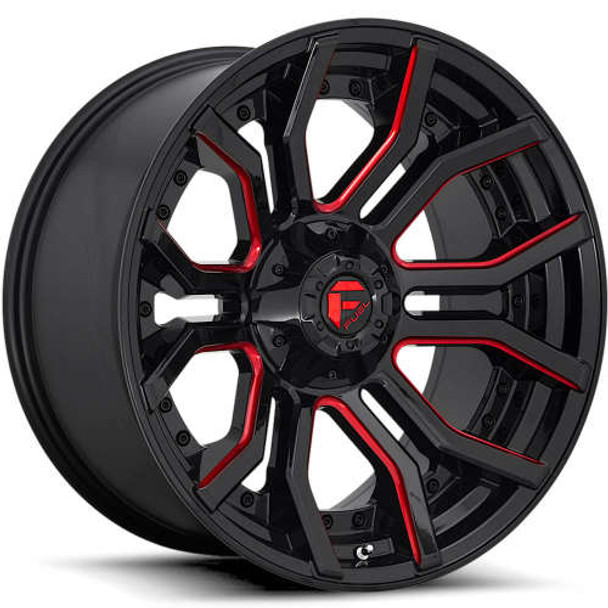 Fuel Offroad Wheels Rage D712 Gloss Black Red Tinted Clear 20x9 1mm Offset 5x127 (5x5),5x139.7 (5x5.5) | Fits Jeep Wrangler 07-Up and Jeep Gladiator