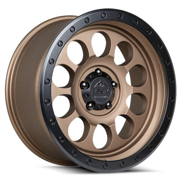 Lock Offroad Wheels 50CAL Matte Desert Bronze With Matte Black Ring 20x9 0mm Offset 5x127 (5x5) | Fits Jeep Wrangler 07-Up and Jeep Gladiator
