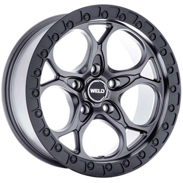 WELD Offroad Wheels Ledge Six W107 Satin Gunmetal with Satin Black Ring 17x9 -12mm Offset 5x127 (5x5) | Fits Jeep Wrangler 07-Up and Jeep Gladiator