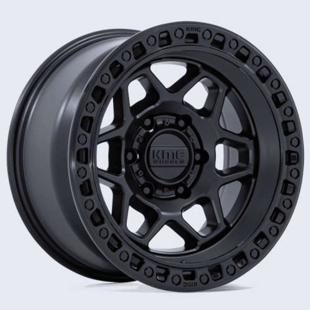 KMC Wheels Torx KM553 Matte Black Gloss Black Lip 17x8.5 0mm Offset 5x127 (5x5) | Fits Jeep Wrangler 07-Up and Jeep Gladiator