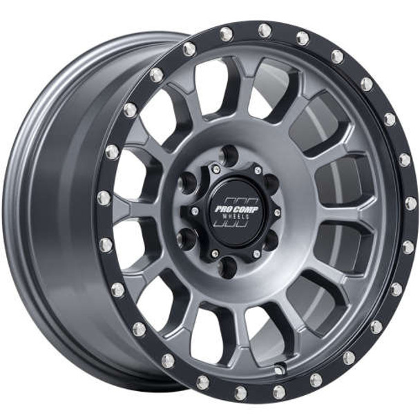 Pro Comp Wheels Rockwell PA34 Matte Graphite With Black Lip 17x8.5 0mm Offset 5x127 (5x5) | Fits Jeep Wrangler 07-Up and Jeep Gladiator