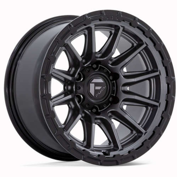 Fuel Offroad Wheels Piston FC866 Matte Gunmetal with Gloss Black Lip 17x9 1mm Offset 5x127 (5x5) | Fits Jeep Wrangler 07-Up and Jeep Gladiator