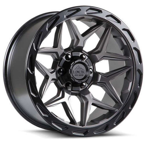 Lock Offroad Wheels Matrix Matte Grey With Matte Black Ring 17x9 -12mm Offset 5x127 (5x5),5x139.7 (5x5.5) | Fits Jeep Wrangler 07-Up and Jeep Gladiator