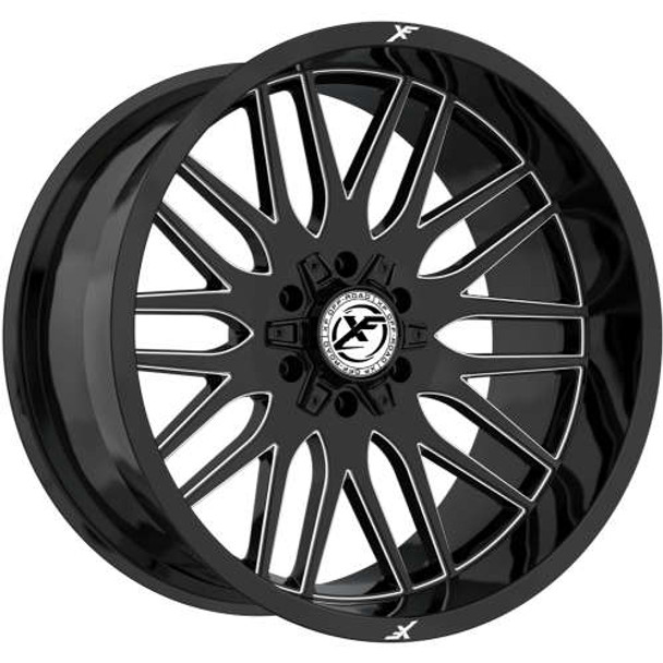 XF Offroad Wheels XF-240 Gloss Black Milled 17x9 12mm Offset 5x127 (5x5),5x139.7 (5x5.5) | Fits Jeep Wrangler 07-Up and Jeep Gladiator