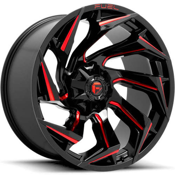 Fuel Offroad Wheels Reaction D755 Gloss Black Milled with Red Tint 20x10 -18mm Offset 8x170