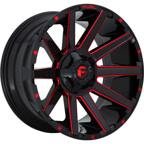 Fuel Offroad Wheels Contra D643 Gloss Black w/ Candy Red Accents 20x9 2mm Offset 6x135,6x139.7 (6x5.5)
