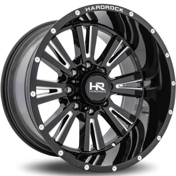 Hardrock Offroad Wheels H503 Gloss Black Milled 24x12 -44mm Offset 5x127 (5x5) | Fits Jeep Wrangler 07-Present and Jeep Gladiator Hardrock Offroad Wheels H503 Gloss Black Milled 24x12 -44mm Offset 5x127 (5x5) | Fits Jeep Wrangler 07-Present and Jeep Gladiator