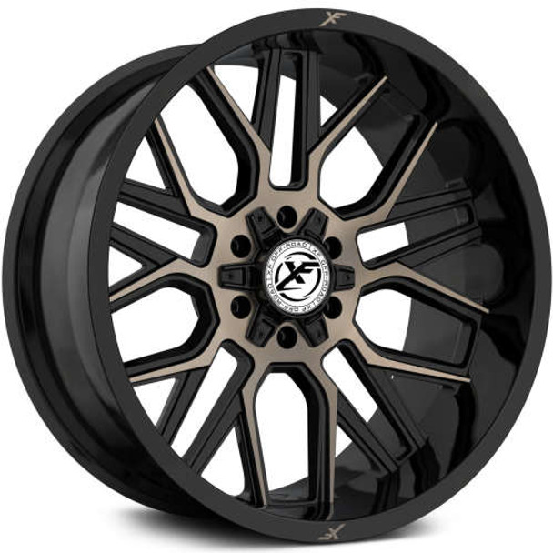 XF Offroad Wheels XF-235 Gloss Black Bronze Milled 24x14 -76mm Offset 5x127 (5x5),5x139.7 (5x5.5) | Fits Jeep Wrangler 07-Present and Jeep Gladiator