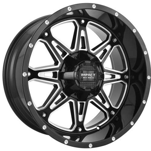 Impact Offroad Wheels 810 Gloss Black Milled 22x12 -44mm Offset 5x127 (5x5),5x139.7 (5x5.5) | Fits Jeep Wrangler 07-Present and Jeep Gladiator