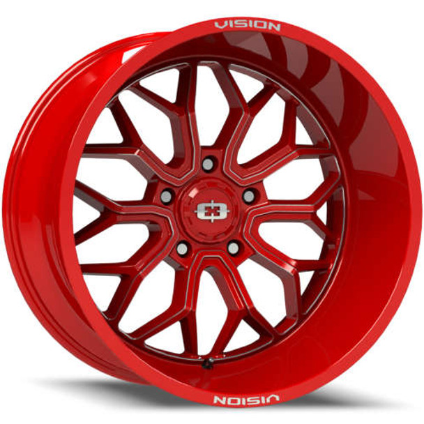 Vision Wheels Riot 402 Gloss Red Milled 20x9 10mm Offset 5x127 (5x5) | Fits Jeep Wrangler 07-Up and Jeep Gladiator Vision Wheels Riot 402 Gloss Red Milled 20x9 10mm Offset 5x127 (5x5) | Fits Jeep Wrangler 07-Up and Jeep Gladiator