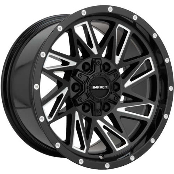 Impact Offroad Wheels 814 Gloss Black Milled 20x12 -44mm Offset 5x139.7 (5x5.5),5x127 (5x5) | Fits Jeep Wrangler 07-Present and Jeep Gladiator