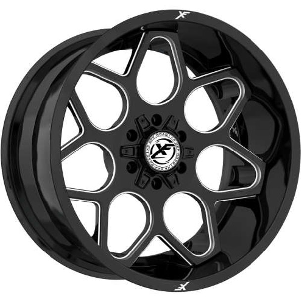 XF Offroad Wheels XF-233 Gloss Black Milled 26x12 -44mm Offset 5x127 (5x5),5x139.7 (5x5.5) | Fits Jeep Wrangler 07-Present and Jeep Gladiator