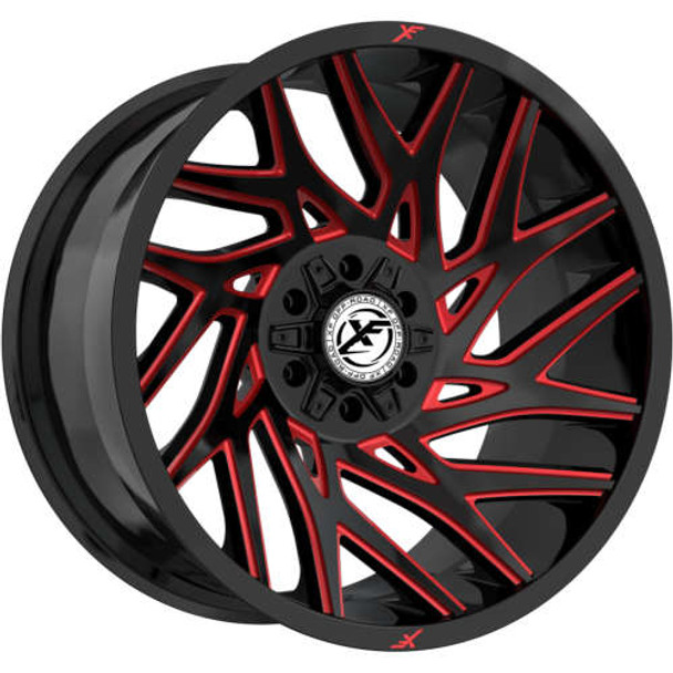XF Offroad Wheels XF-229 Gloss Black Red Milled 26x14 -76mm Offset 5x127 (5x5),5x139.7 (5x5.5) | Fits Jeep Wrangler 07-Present and Jeep Gladiator