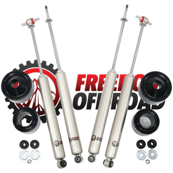 Freedom Offroad 2.5" Front / 2.5" Rear Lift Spacers w/ Shocks (07-18 Jeep Wrangler JK) FO-J303+FO-J303F25+FO-J303R25
