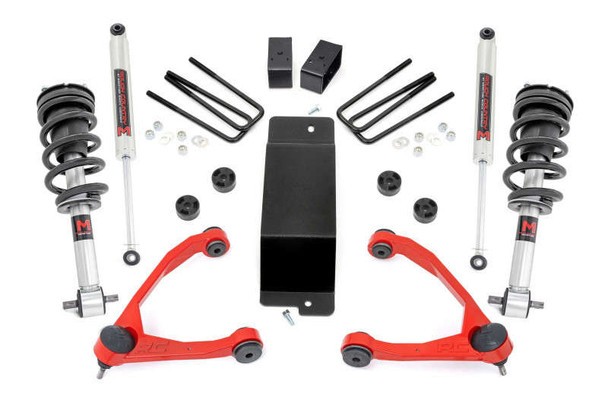 Rough Country 3.5 Inch Lift Kit | Red | UCA | M1 Struts (07-16 Chevy/GMC Silverado/Sierra 1500) 27740RED
