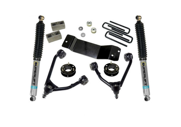 SUPERLIFT 3.5" Lift Kit w/ Bilstein Rear Shocks | For OEM Aluminum/Stamped Control Arms | 14-18 Silverado/Sierra 1500 /19 Limited/LD 4WD 3600B