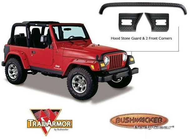 Bushwacker Jeep Trail Armor Hood Stone Guard - Set - OE Matte Black 14005