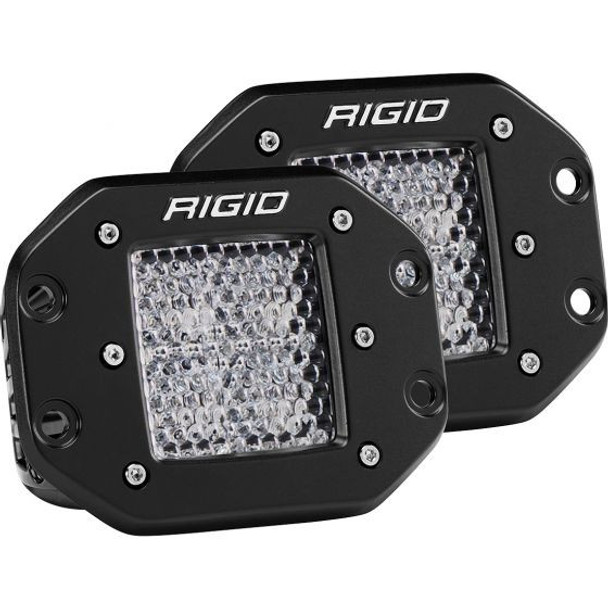 RIGID D-Series Pro Flush Mount Flood Diffused Lights (Pair | Black Housing) 212513
