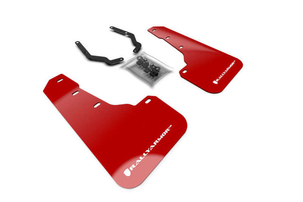 Rally Armor Lift/AT UR Front Red Mud Flap/White Logo MF46-FTLT-RD/WH