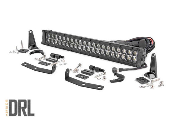 Rough Country LED Light | Bumper Mount | 20" Black Dual Row | Amber DRL 70645DRLA