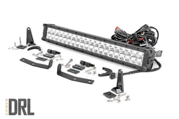 Rough Country LED Light | Bumper Mount | 20" Chrome Dual Row | Amber DRL 70646DRLA