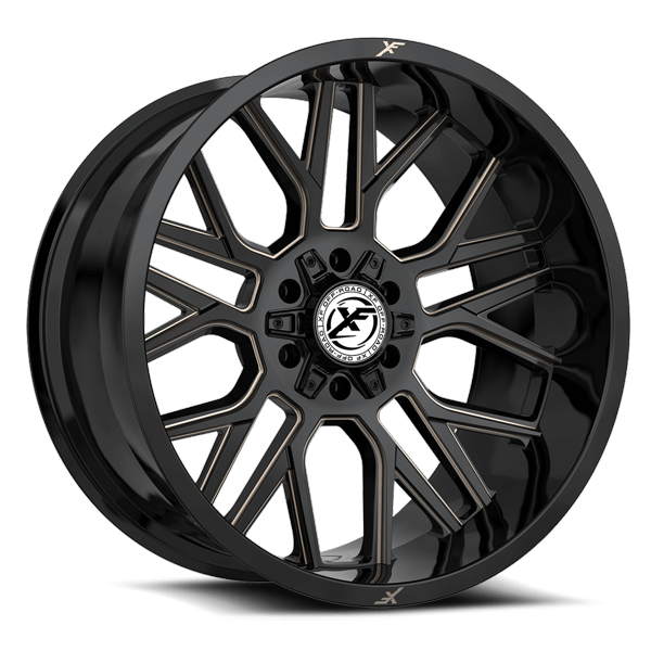 XF Offroad Wheels XF-235 Gloss Black Bronze Milled 20x10 -24mm Offset 5x127 (5x5),5x139.7 (5x5.5) | Fits Jeep Wrangler 07-Present and Jeep Gladiator