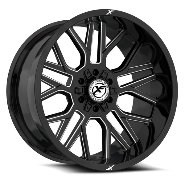 XF Offroad Wheels XF-235 Gloss Black Milled 20x10 -12mm Offset 5x127 (5x5),5x139.7 (5x5.5) | Fits Jeep Wrangler 07-Present and Jeep Gladiator