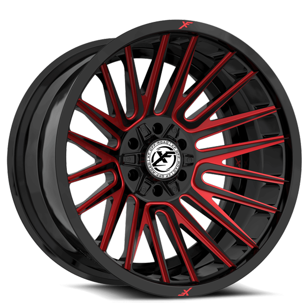XF Offroad Wheels XF-234 Gloss Black Red Milled 22x10 -18mm Offset 5x127 (5x5),5x139.7 (5x5.5) | Fits Jeep Wrangler 07-Present and Jeep Gladiator