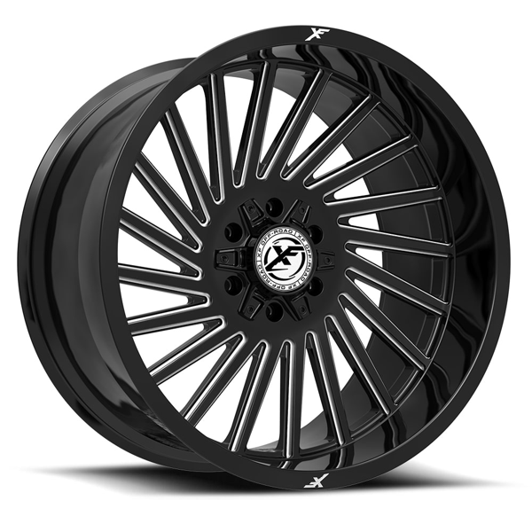 XF Offroad Wheels XF-239 Gloss Black Milled 20x9 12mm Offset 5x127 (5x5),5x139.7 (5x5.5) | Fits Jeep Wrangler 07-Present and Jeep Gladiator