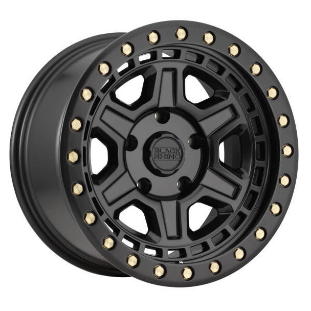 Black Rhino Wheels Reno Matte Black with Brass Bolts 17x9 0mm Offset 5x127 (5x5) | Fits Jeep Wrangler 07-Present and Jeep Gladiator Black Rhino Wheels Reno Matte Black with Brass Bolts 17x9 0mm Offset 5x127 (5x5) | Fits Jeep Wrangler 07-Present and Jeep Gladiator