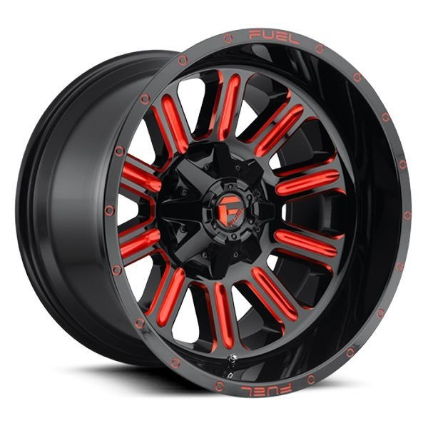 Fuel Offroad Wheels Hardline D621 Gloss Black w/ Candy Red Accents 18x9 2mm Offset 6x135,6x139.7 (6x5.5)