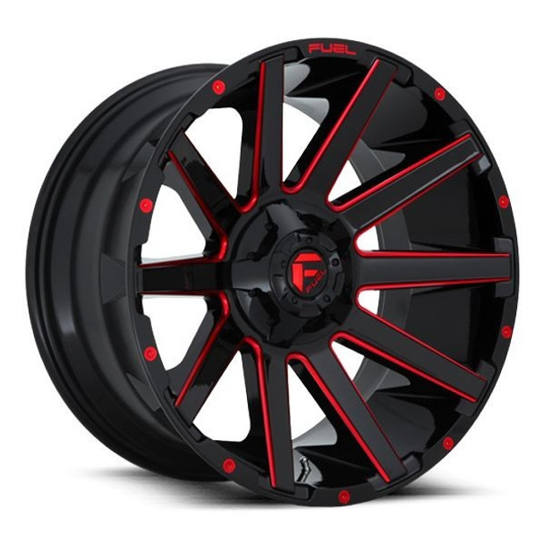 Fuel Offroad Wheels Contra D643 Gloss Black Milled w/ Red Accents 24x12 -44mm Offset 6x135,6x139.7 (6x5.5) Fuel Offroad Wheels Contra D643 Gloss Black Milled w/ Red Accents 24x12 -44mm Offset 6x135,6x139.7 (6x5.5)