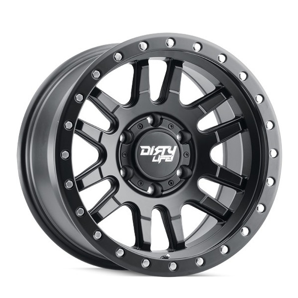 DirtyLife Wheels Canyon Pro 9309 Matte Black with Matte Black Lip 17x9 -12mm Offset 6x139.7 (6x5.5)