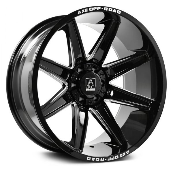 AXE Offroad Wheels Artemis Gloss Black Milled 24x14 -76mm Offset 5x127 (5x5),5x139.7 (5x5.5) | Fits Jeep Wrangler 07-Present and Jeep Gladiator