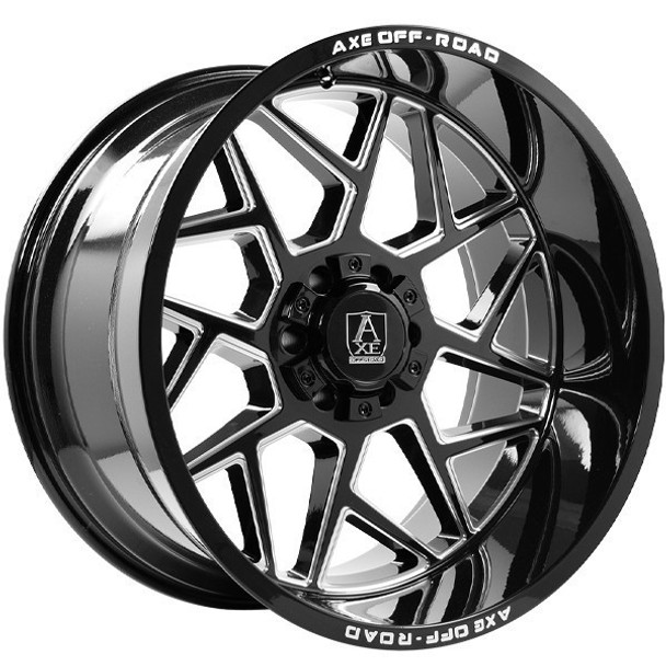 AXE Offroad Wheels Nemesis Gloss Black Milled 24x12 -44mm Offset 8x165.1 (8x6.5) AXE Offroad Wheels Nemesis Gloss Black Milled 24x12 -44mm Offset 8x165.1 (8x6.5)