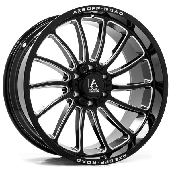 AXE Offroad Wheels Chronus Gloss Black Milled 22x12 -44mm Offset 5x127 (5x5),5x139.7 (5x5.5) | Fits Jeep Wrangler 07-Present and Jeep Gladiator